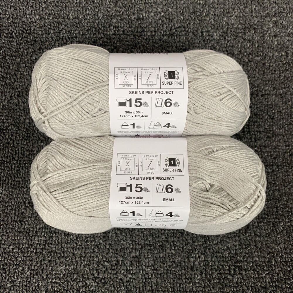 Lot Of 2 Big Twist Baby Bunny Yarn Light Gray 3.5 oz 284 yds Each New Super Fine - Picture 3 of 5